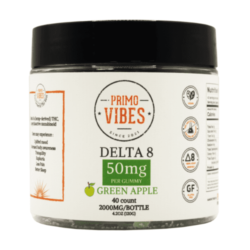 Primo Vibes Green Apple 50mg Delta 8 Gummies
