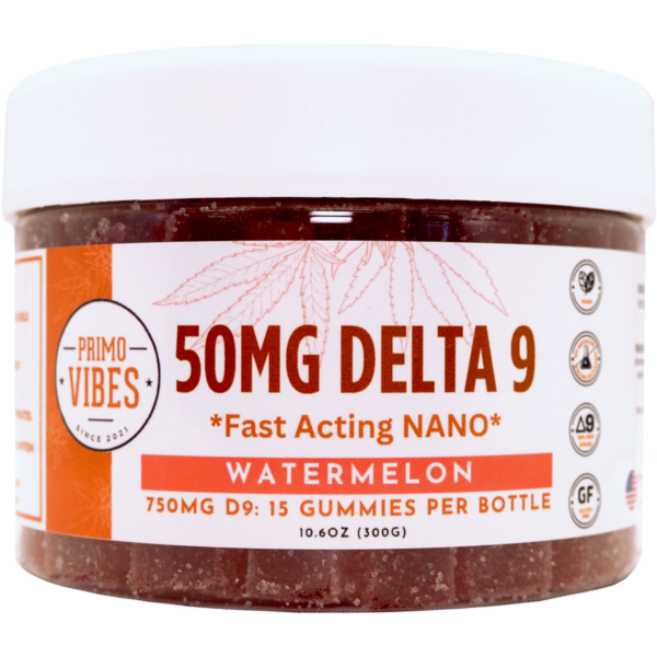 Delta 9 50mg Nano Gummies Watermelon - Primo Vibes